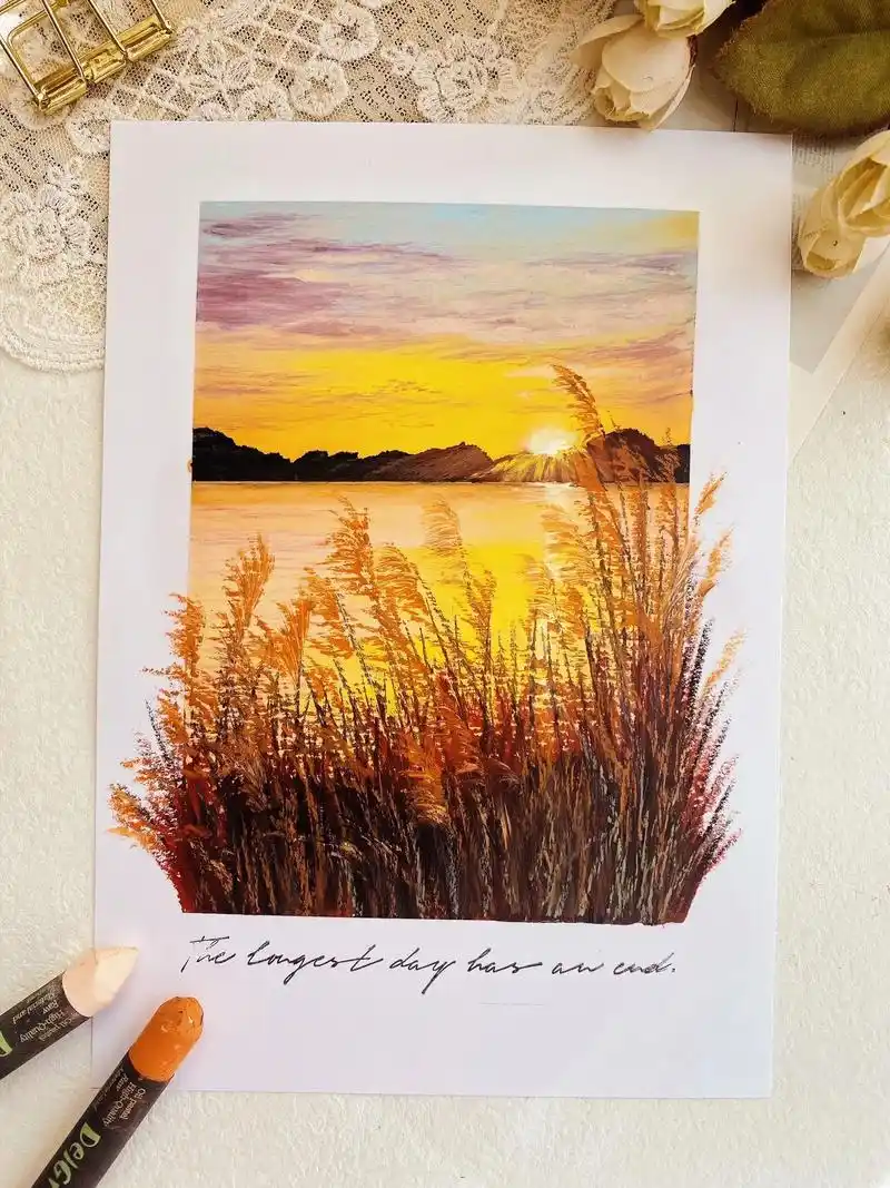 油画棒教程|秋日芦苇荡|新手入门.油画棒教程|教你画秋天的芦 - 抖音