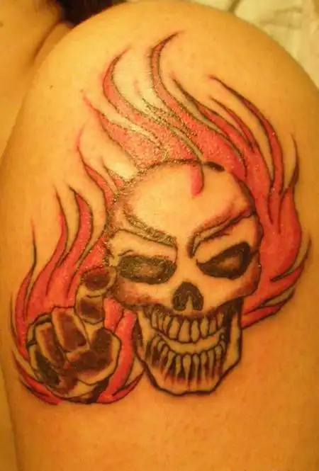 手臂火焰骷髅纹身图案