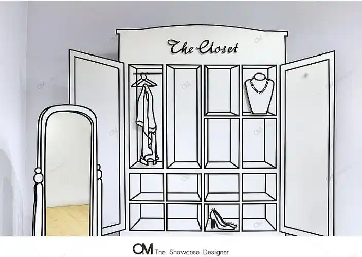 手绘黑白线条陈列橱窗_om橱窗设计-站酷zcool