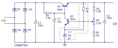 串联型稳压电源中,产生基准电压的部分是