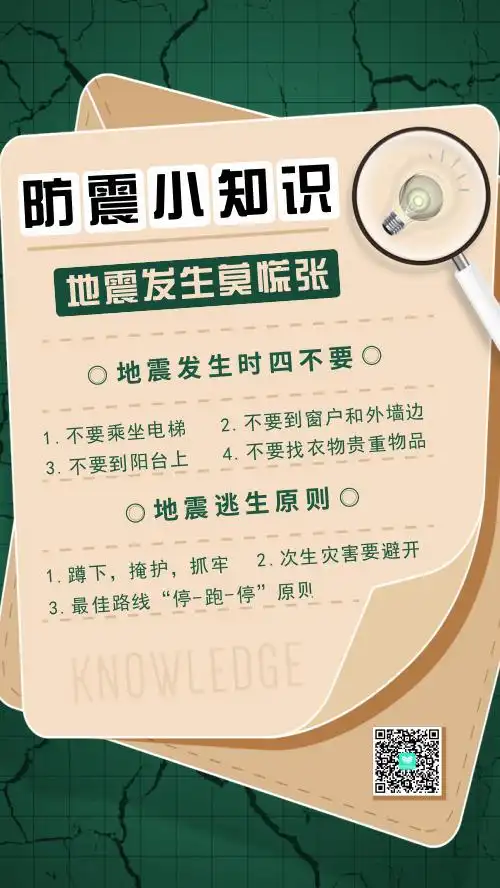 720*1280px手机海报293减灾防震地震科普海报地震知识公益海报在线