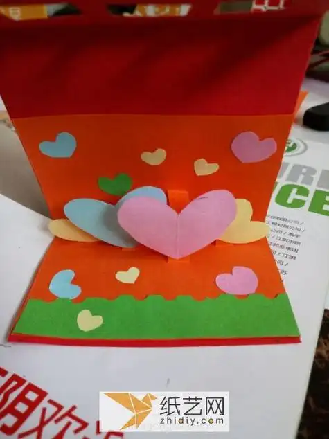 七夕情人节爱心贺卡立体贺卡的手工diy制作 算是一个爆炸盒子机关吧