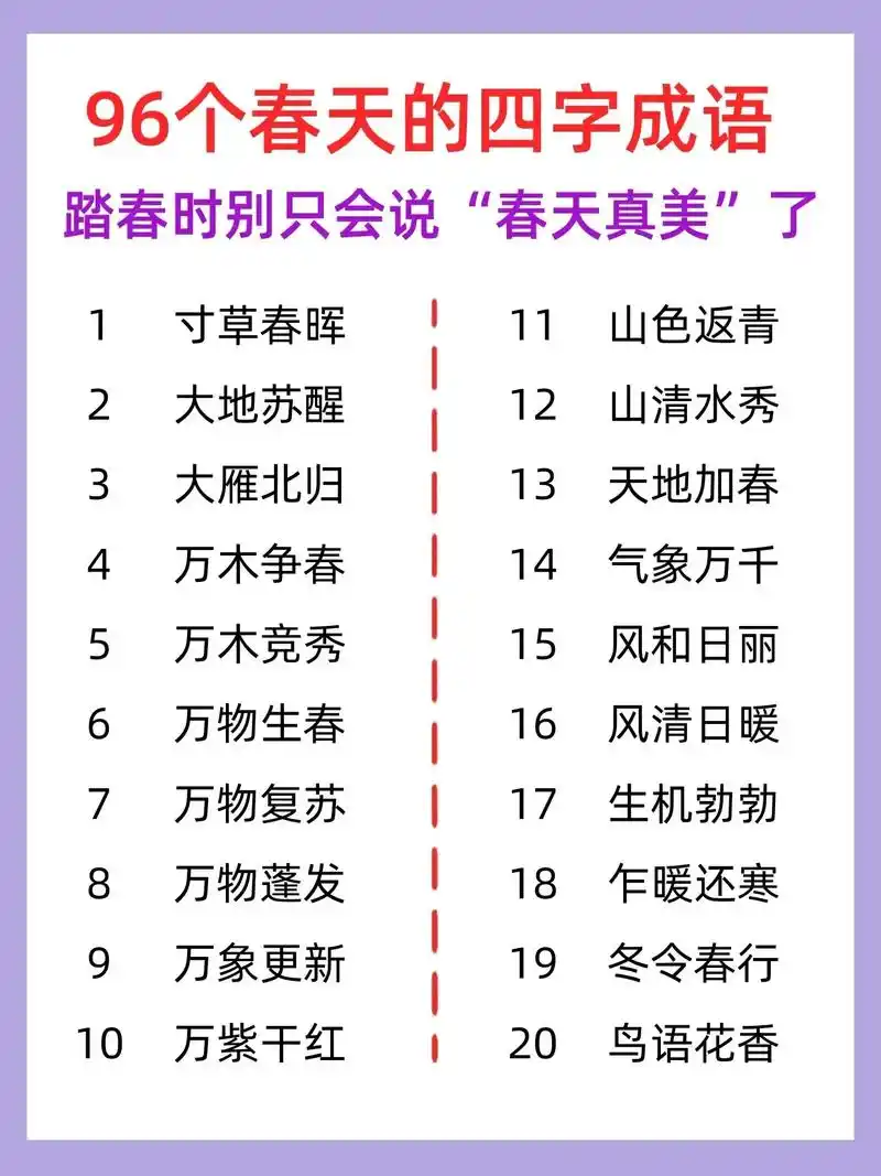 关于春天的四字成语7515亲子踏青必备.