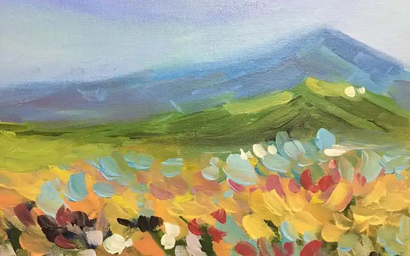 丙烯画印象派风景画和平的一天要在绘画中度过