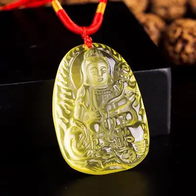 黄水晶生肖龙蛇普贤菩萨吊坠属龙属蛇本命男女守护神护身符项链项坠
