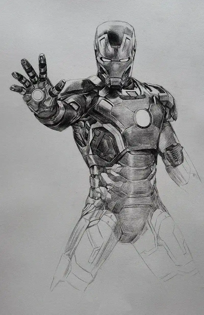 素描版钢铁侠#漫威英雄 #手绘 # - 抖音