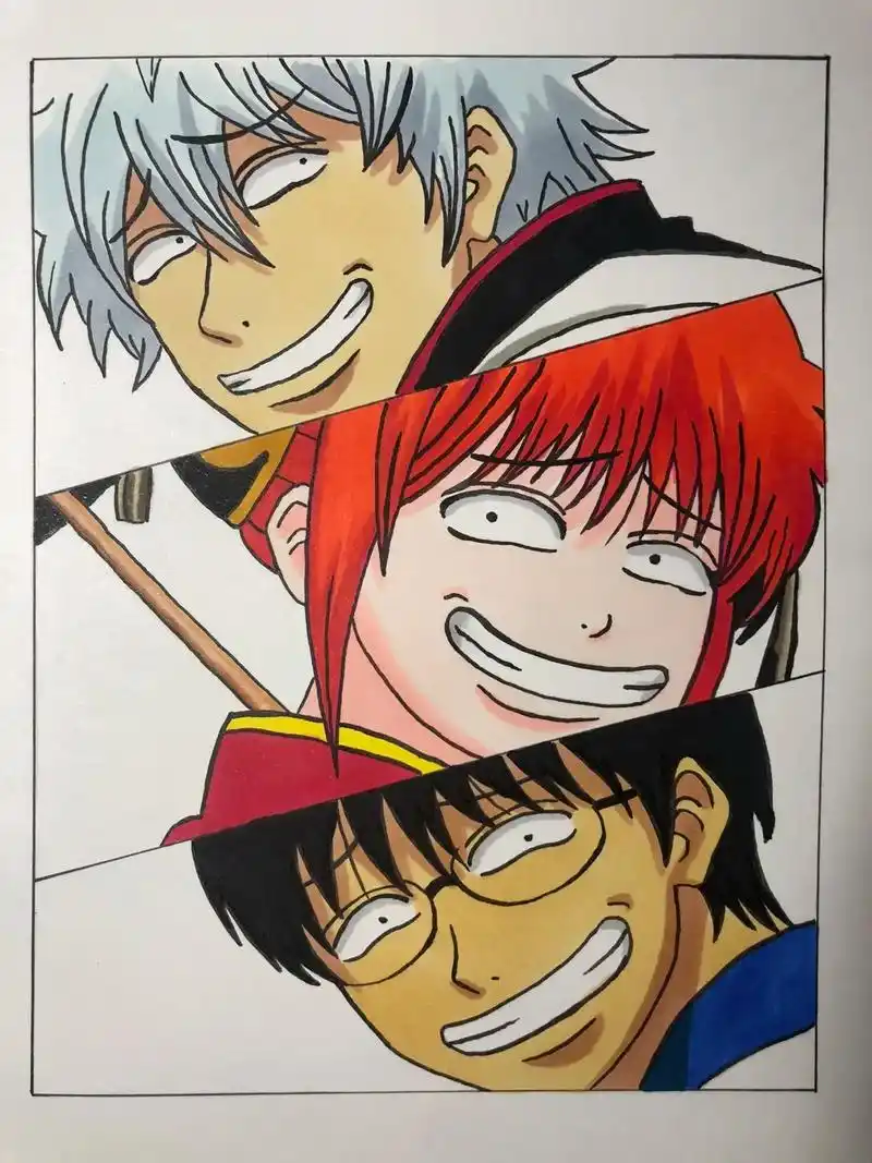 银魂 万事屋三人 阿银 神乐 新八.#儿童画 #简笔画 #银 - 抖音