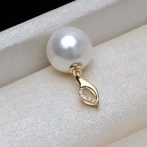 au750黄金项坠小吊坠头g18k金扣头挂坠7-10珍珠diy配件空托潮5529