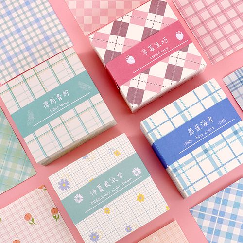 纸手帐ins风条纹高颜值便利贴无粘性jk格纹手账专用学生用方格便签本