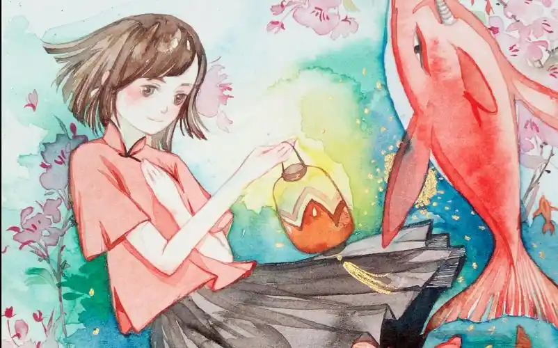 【木实君手绘水彩】大鱼海棠-椿~有讲解(唠嗑)哦