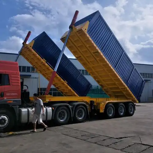 侧翻自卸式半挂车 平板后翻自卸半挂运输车 9.5-11米自卸车销