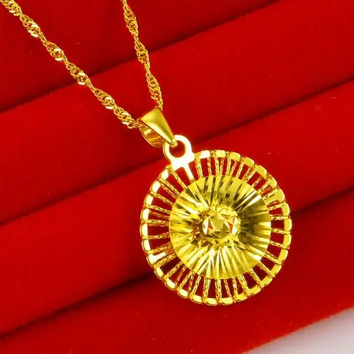 正品黄金项链女款18k金圆形时来运转运珠坠子999足金色送情人真金