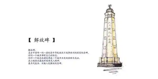 解放碑纪念碑简笔画