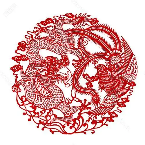 传统中国风龙凤呈祥剪纸图案