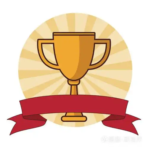 冠军奖杯横幅卡通矢量插图平面设计