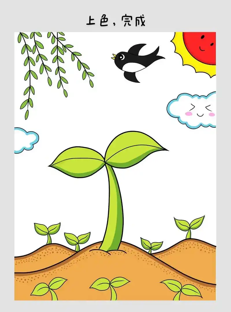 春天到了小草长出了嫩芽