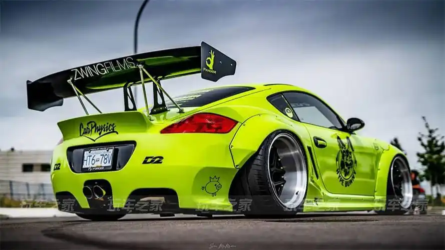 保时捷改装|极度嚣张,保时捷cayman 987改装rocket bunny宽体——vee