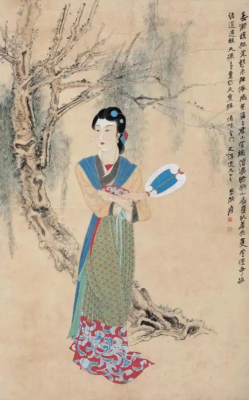 0427纨扇仕女立轴设色纸本