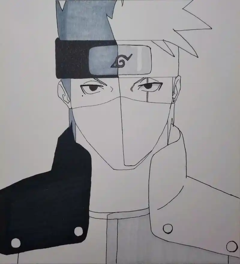 好久不见 卡卡西 #国庆 #手绘 #儿童画 #火影忍者 #卡 - 抖音