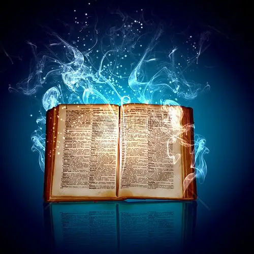 魔法书用魔法灯打开魔法书的图像