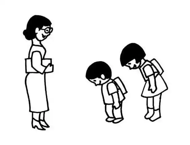 简笔画感恩问好的小姑凉简笔画步骤图幼儿园鞠躬礼仪简笔画问候礼仪简