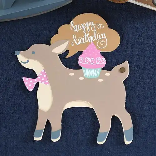 派对邀请卡动物立体感谢万用卡立体小动物贺卡 可爱立体生日祝福卡片