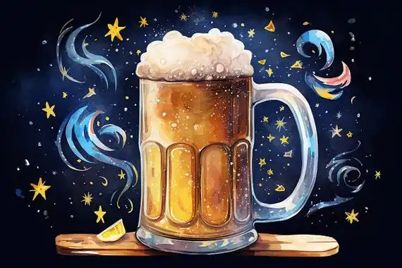 啤酒卡通水彩ai插画