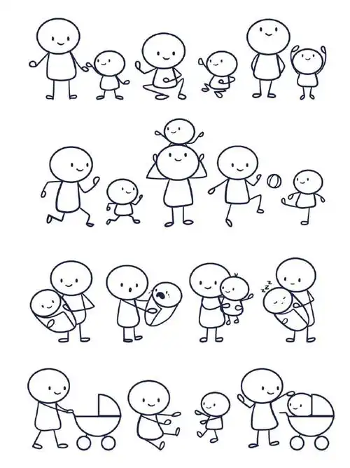 小人日常简笔画,适合每一个可爱的你们!