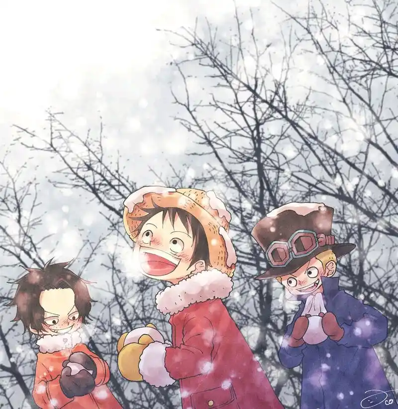 路飞三兄弟的快乐童年,看到这系列插画,突然回想自己童年也是非常快乐