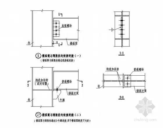 [资料]楼面梁与刚架柱的铰接连接构造详图