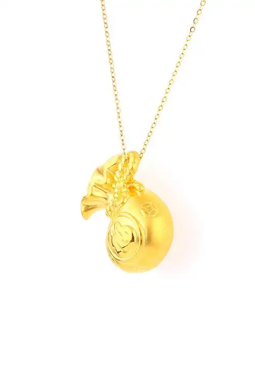 老凤凰同款 黄金福袋吊坠男女款3d硬金项链挂坠金钱袋足金999黄金首饰