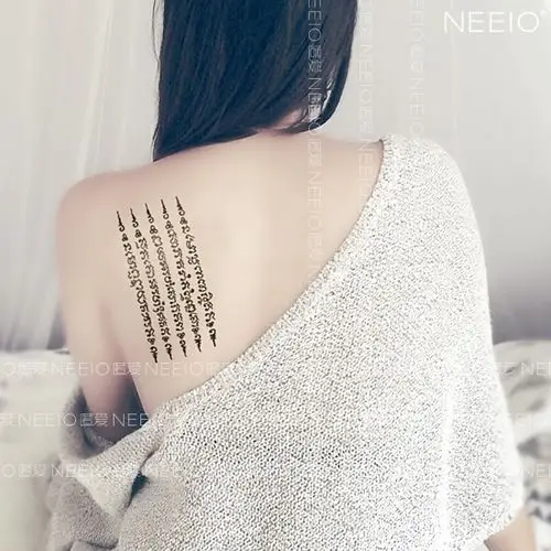 neeio纹身贴 神秘刺符五条经 经文藏文泰文宗教文字后背臂 防水女