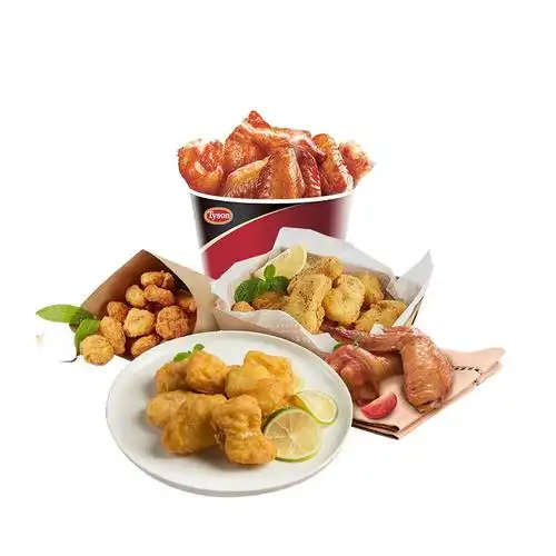 泰森无骨脆皮炸鸡半成品裹粉黑胡椒鲜嫩鸡块盐酥鸡套餐组合1200g