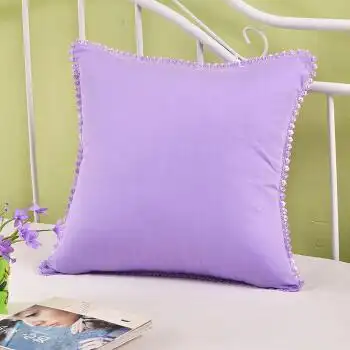 现代简约纯棉靠垫抱枕 沙发靠垫办公居家汽车靠枕腰枕多色可选 浅紫色