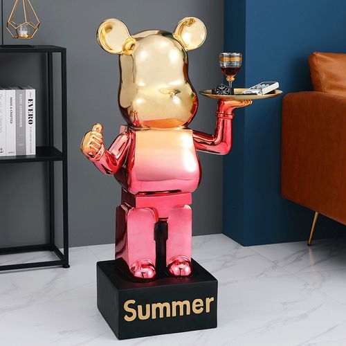 创意潮流网红暴力熊落地大摆件托盘熊存钱罐客厅电视柜旁软装饰品