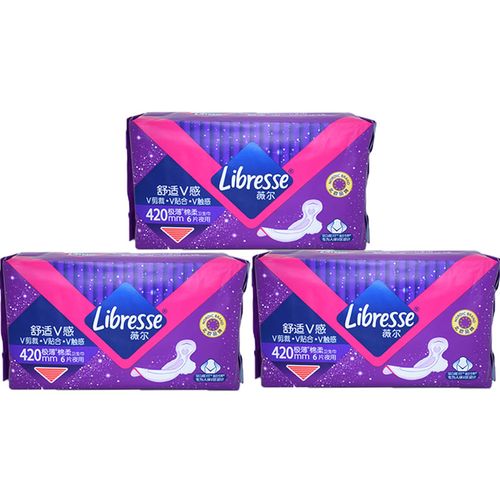 薇尔420mm卫生巾舒适极薄加长型棉柔亲肤夜6片3包卫生巾