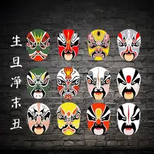 中国风国粹卡通定制京剧戏曲创意五脸谱生旦净末丑雕塑墙挂摆件