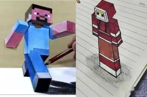 画画的mc大神玩家制作出来的作品,看起来像是一个立体3d"史蒂夫"对吧