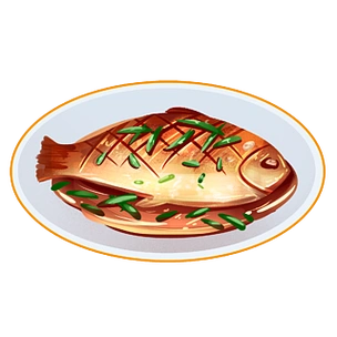 矢量手绘卡通红烧鱼