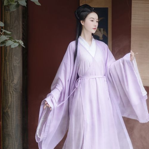 原创魏晋风交领汉服女春夏超仙气广袖流仙裙古装中国风舞蹈服雪纺