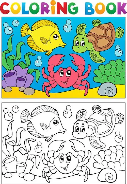 海洋动物涂色书5图片