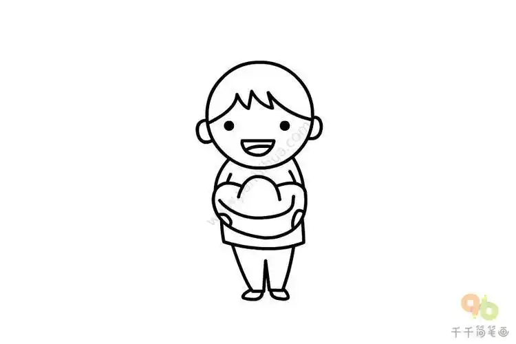 元旦中的小孩简笔画