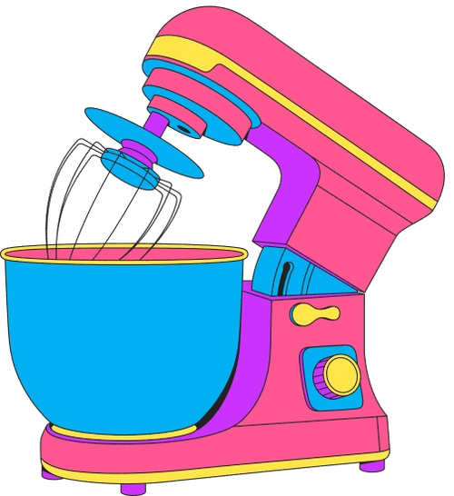 日常生活多彩迷幻撞色插画元素搅拌机