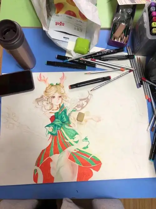 彩铅77马克瑶瑶公主之遇见神鹿