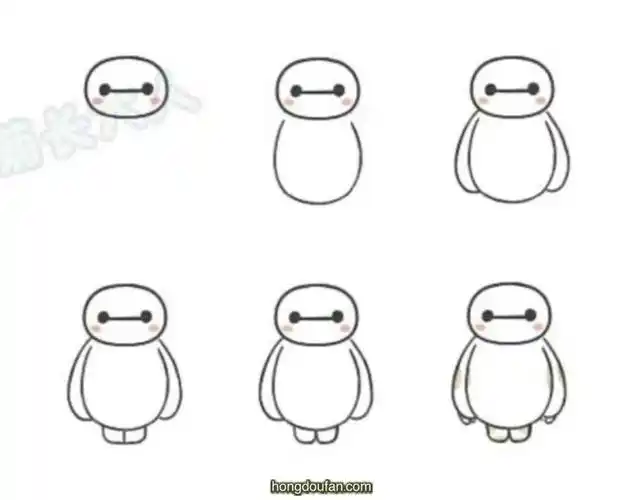 一步一步学习画超能陆战队的大白要如何画大白简笔画大全