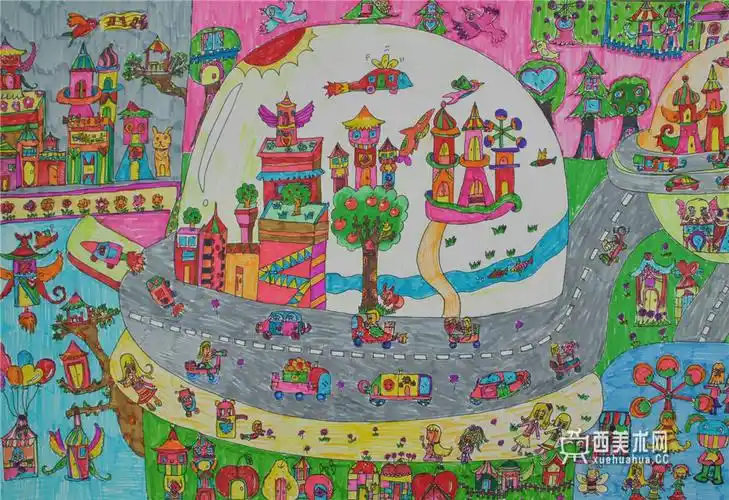 小学生获奖科幻画《太空城市》欣赏