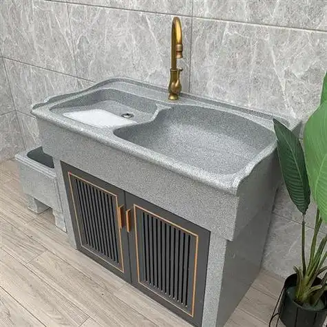 天然大理石洗衣池带搓衣一体户外庭院水槽阳台盆,台一体成型式台盆