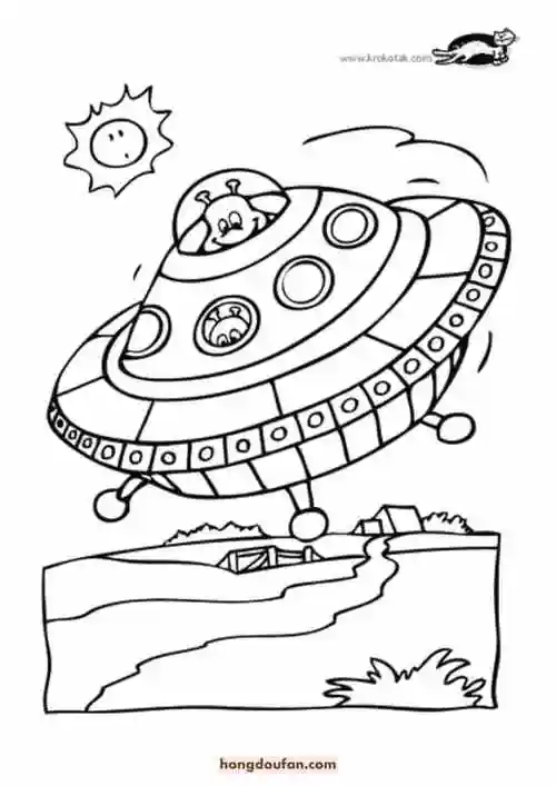 13张有趣的外星人宇航员外太空卡通涂色简笔画