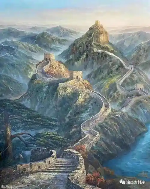 长城风景一组大气磅礴的长城风景油画作品推荐欣赏二