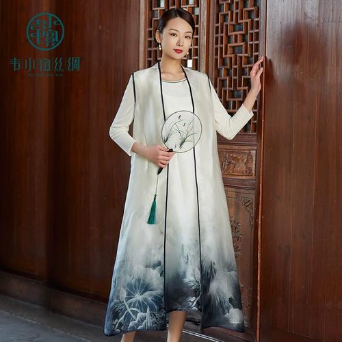 韦小宝丝夏季真丝桑蚕丝外披中国风妈妈无袖长款外套2821108053